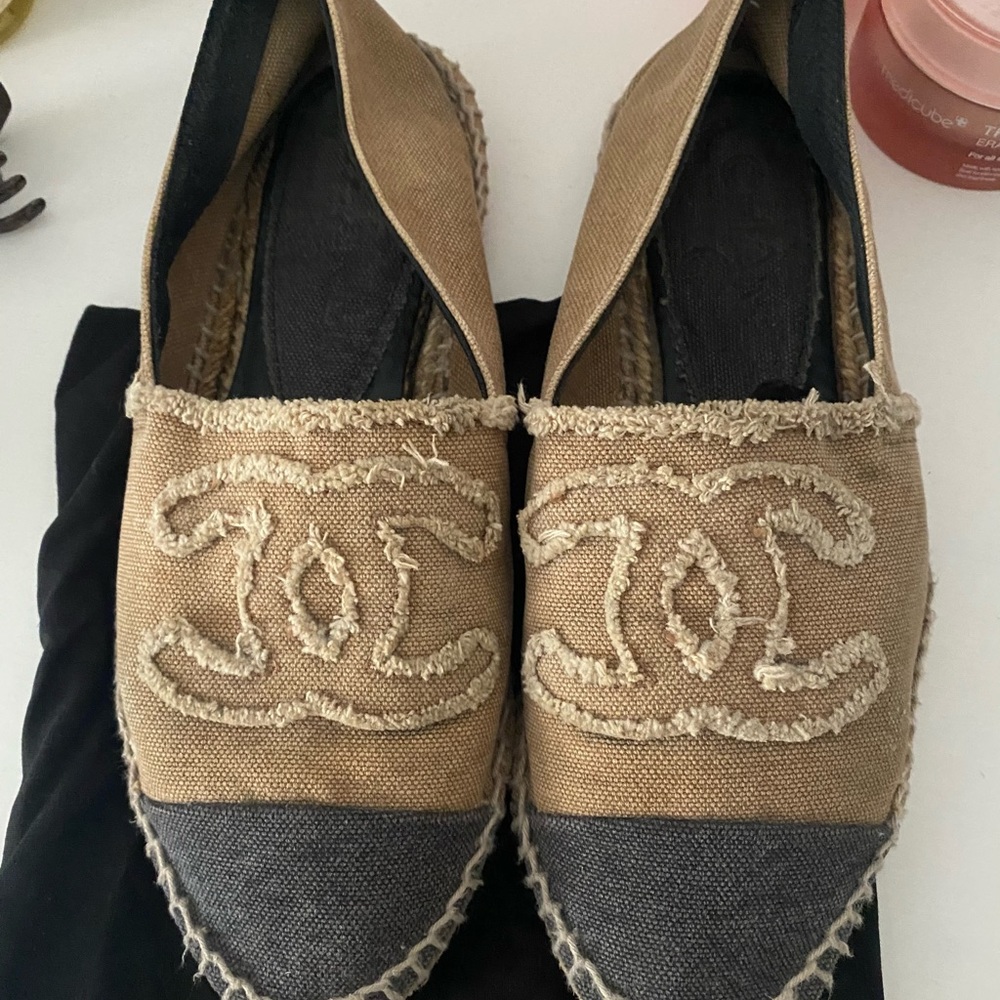 CHANEL Canvas Espadrilles Flats